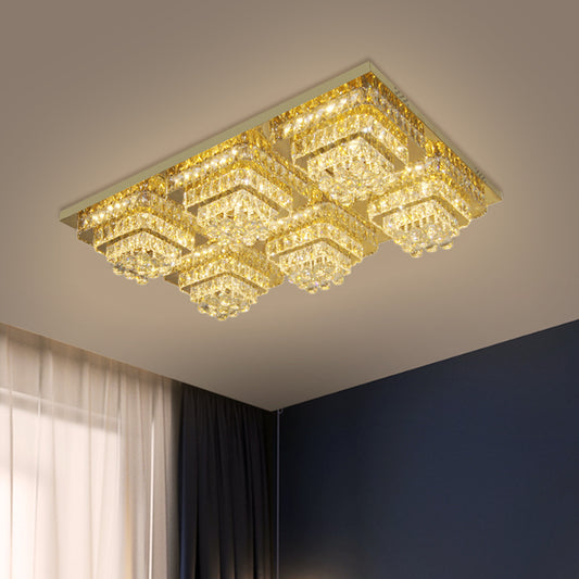 LED Tapered Flush Mount Fixture Contemporary Clear Crystal Shade Ceiling Lighting Clear Clearhalo 'Ceiling Lights' 'Close To Ceiling Lights' 'Close to ceiling' 'Flush mount' Lighting' 1425563