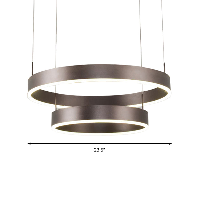 Modern 1/2/3-Light Suspension Pendant with Acrylic Shade Coffee Ring Chandelier Light in Warm/White Light Clearhalo 'Ceiling Lights' 'Chandeliers' 'Modern Chandeliers' 'Modern' Lighting' 142557