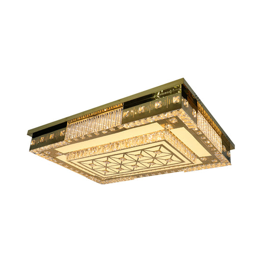 LED Rectangle Flush Ceiling Light Contemporary Gold Clear Crystal Blocks Lighting Fixture Clearhalo 'Ceiling Lights' 'Close To Ceiling Lights' 'Close to ceiling' 'Flush mount' Lighting' 1425593