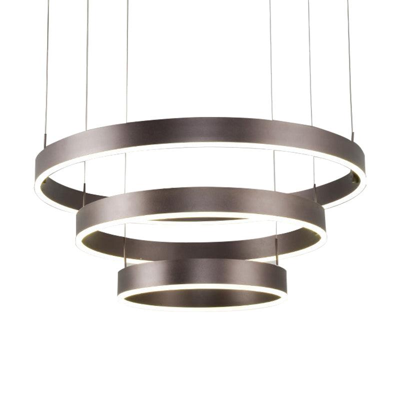 Modern 1/2/3-Light Suspension Pendant with Acrylic Shade Coffee Ring Chandelier Light in Warm/White Light Clearhalo 'Ceiling Lights' 'Chandeliers' 'Modern Chandeliers' 'Modern' Lighting' 142561