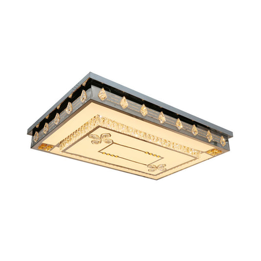 Rectangular Ceiling Fixture Modern Clear Crystal Blocks Drawing Room LED Flush Mount Lamp in Stainless-Steel Clearhalo 'Ceiling Lights' 'Close To Ceiling Lights' 'Close to ceiling' 'Flush mount' Lighting' 1425614