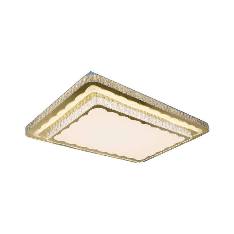 Contemporary Rectangle Flush Mount Lighting Clear Cut Crystal Blocks LED Ceiling Fixture in Nickel Clearhalo 'Ceiling Lights' 'Close To Ceiling Lights' 'Close to ceiling' 'Flush mount' Lighting' 1425618