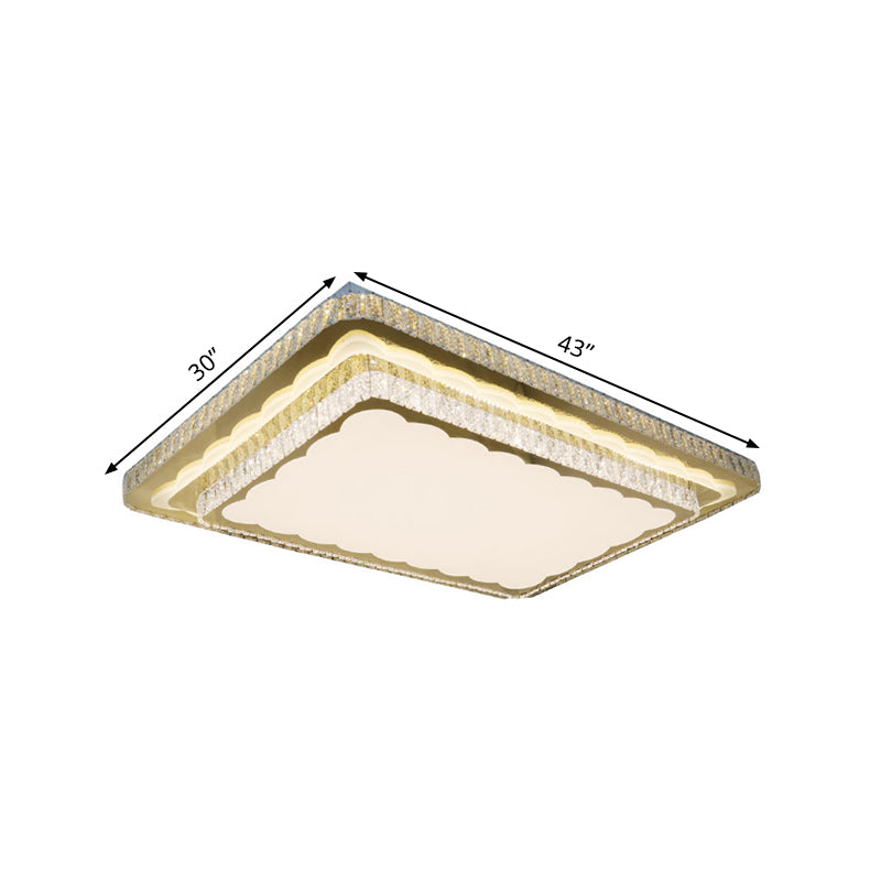 Contemporary Rectangle Flush Mount Lighting Clear Cut Crystal Blocks LED Ceiling Fixture in Nickel Clearhalo 'Ceiling Lights' 'Close To Ceiling Lights' 'Close to ceiling' 'Flush mount' Lighting' 1425619