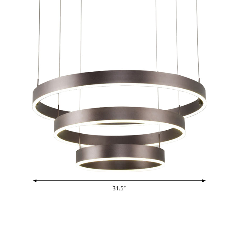 Modern 1/2/3-Light Suspension Pendant with Acrylic Shade Coffee Ring Chandelier Light in Warm/White Light Clearhalo 'Ceiling Lights' 'Chandeliers' 'Modern Chandeliers' 'Modern' Lighting' 142562