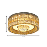 Clear Crystal Blocks Drum Flush Mount Modern Living Room LED Close to Ceiling Light Clearhalo 'Ceiling Lights' 'Close To Ceiling Lights' 'Close to ceiling' 'Flush mount' Lighting' 1425638