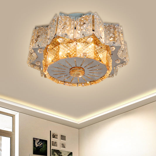 LED Light Fixture Modern Twelve-Pointed Star Clear Crystal Blocks Flush Mount in Nickel Clearhalo 'Ceiling Lights' 'Close To Ceiling Lights' 'Close to ceiling' 'Semi-flushmount' Lighting' 1425651