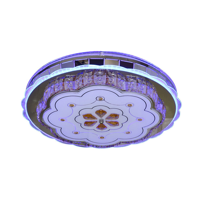 Flower Clear Beveled Crystal Blocks Flushmount Contemporary LED Bedchamber Ceiling Lamp in Stainless-Steel Clearhalo 'Ceiling Lights' 'Close To Ceiling Lights' 'Close to ceiling' 'Flush mount' Lighting' 1425656