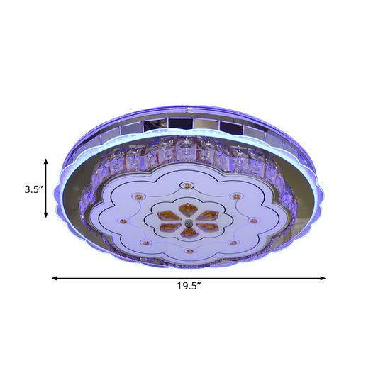 Flower Clear Beveled Crystal Blocks Flushmount Contemporary LED Bedchamber Ceiling Lamp in Stainless-Steel Clearhalo 'Ceiling Lights' 'Close To Ceiling Lights' 'Close to ceiling' 'Flush mount' Lighting' 1425657