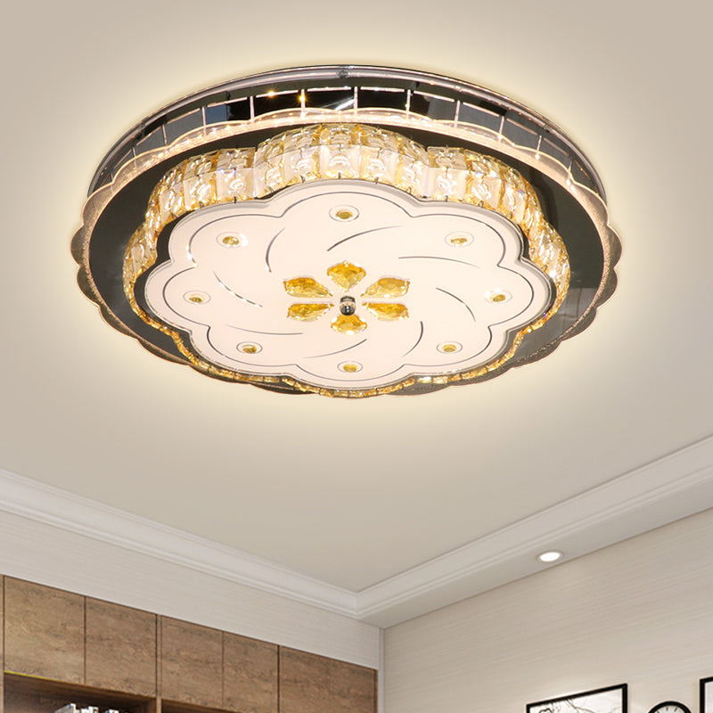 Cut Crystal Blocks LED Lighting Fixture Modern Stainless-Steel Floral Bedroom Flush Ceiling Light Clearhalo 'Ceiling Lights' 'Close To Ceiling Lights' 'Close to ceiling' 'Flush mount' Lighting' 1425662