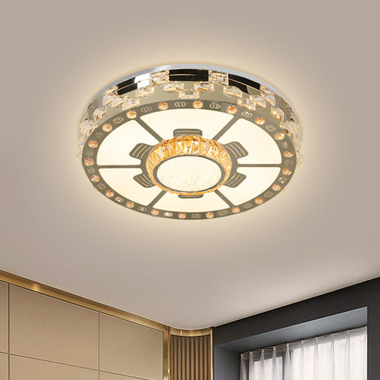 LED Round Ceiling Mount Modern Stainless-Steel Clear Beveled Crystal Blocks Flush Light Fixture Clearhalo 'Ceiling Lights' 'Close To Ceiling Lights' 'Close to ceiling' 'Flush mount' Lighting' 1425673