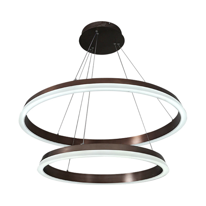 1/2-Head Bedroom Chandelier Lighting Fixture with Round Acrylic Shade Brown Ceiling Pendant Clearhalo 'Ceiling Lights' 'Chandeliers' 'Modern Chandeliers' 'Modern' Lighting' 142569