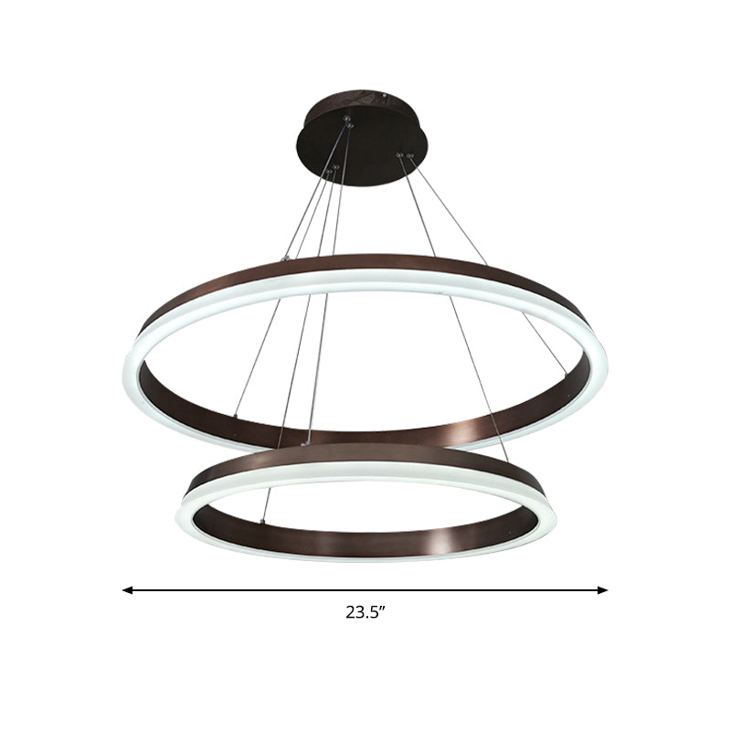 1/2-Head Bedroom Chandelier Lighting Fixture with Round Acrylic Shade Brown Ceiling Pendant Clearhalo 'Ceiling Lights' 'Chandeliers' 'Modern Chandeliers' 'Modern' Lighting' 142570