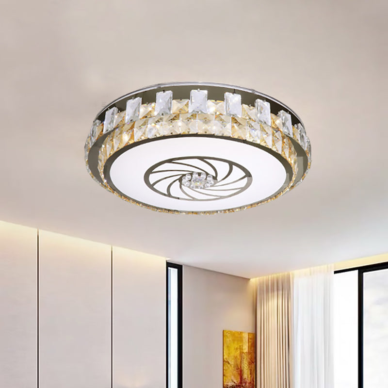 Nickel LED Ceiling Mount Contemporary Clear Beveled Crystal Blocks Round Flush Light Fixture,shopify with Windmill Pattern Nickel Clearhalo 'Ceiling Lights' 'Close To Ceiling Lights' 'Lighting' 1425716_01be3266-3bb1-410d-820b-18dab5690589