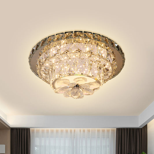 Tapered Porch Flush Mount Contemporary Clear Cut Crystal Blocks LED Nickel Ceiling Light Fixture Clearhalo 'Ceiling Lights' 'Close To Ceiling Lights' 'Close to ceiling' 'Flush mount' Lighting' 1425732