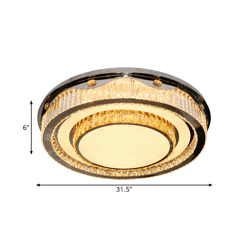 Clear Crystal Blocks Nickel Ceiling Light Circular LED Contemporary Flush Mount Fixture Clearhalo 'Ceiling Lights' 'Close To Ceiling Lights' 'Close to ceiling' 'Flush mount' Lighting' 1425758