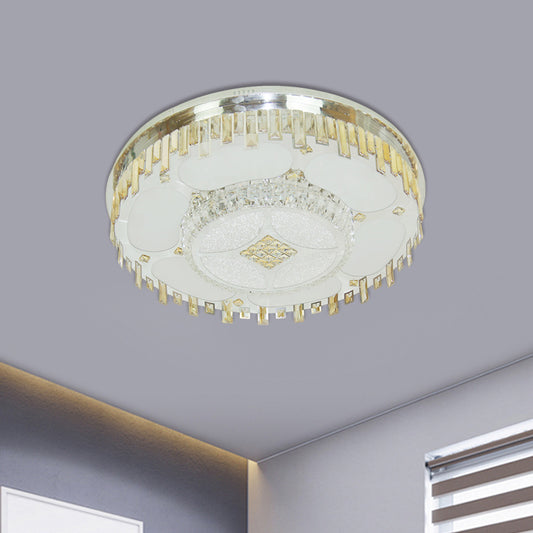 Stainless-Steel Circular Ceiling Lamp Contemporary Clear Crystal Blocks Parlor LED Flush Mount Stainless-Steel Clearhalo 'Ceiling Lights' 'Close To Ceiling Lights' 'Close to ceiling' 'Flush mount' Lighting' 1425785