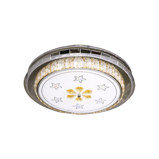 Modern Circular Ceiling Mount Clear Faceted Crystal Blocks LED Flush Light Fixture in Stainless-Steel Clearhalo 'Ceiling Lights' 'Close To Ceiling Lights' 'Close to ceiling' 'Flush mount' Lighting' 1425838