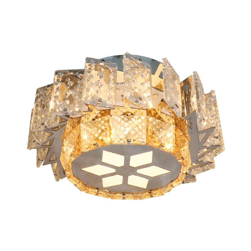 Windmill Porch Ceiling Lamp Contemporary Clear Crystal Blocks LED Nickel Flush Mount Lighting Clearhalo 'Ceiling Lights' 'Close To Ceiling Lights' 'Close to ceiling' 'Flush mount' Lighting' 1425864