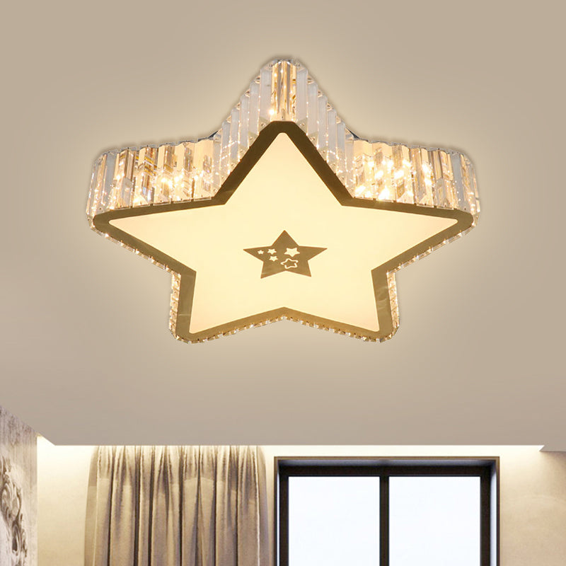 Star Sleeping Room Ceiling Lamp Modern Clear Crystal Prisms LED Gold Flush Mount Lighting Clearhalo 'Ceiling Lights' 'Close To Ceiling Lights' 'Close to ceiling' 'Flush mount' Lighting' 1425884