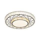 LED Clear Beveled Crystal Blocks Light Fixture Modern Stainless-Steel Round Great Room Flush Mount Fixture Clearhalo 'Ceiling Lights' 'Close To Ceiling Lights' 'Close to ceiling' 'Flush mount' Lighting' 1425907