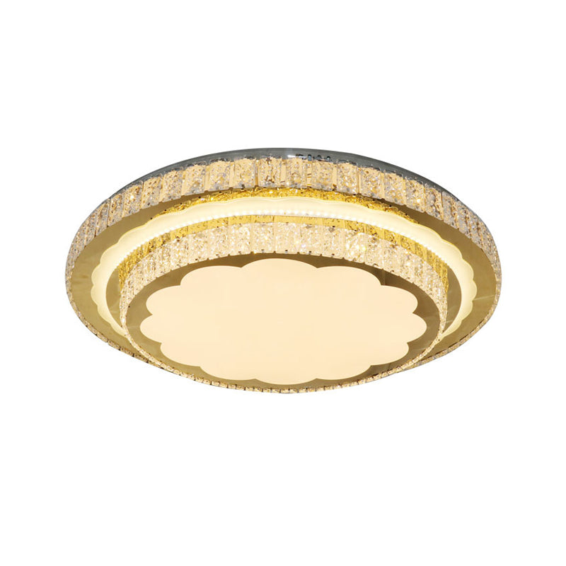 LED Flush Mount Lamp Modern Circular Clear Rectangular-Cut Crystals Ceiling Fixture in Stainless-Steel Clearhalo 'Ceiling Lights' 'Close To Ceiling Lights' 'Close to ceiling' 'Flush mount' Lighting' 1425923