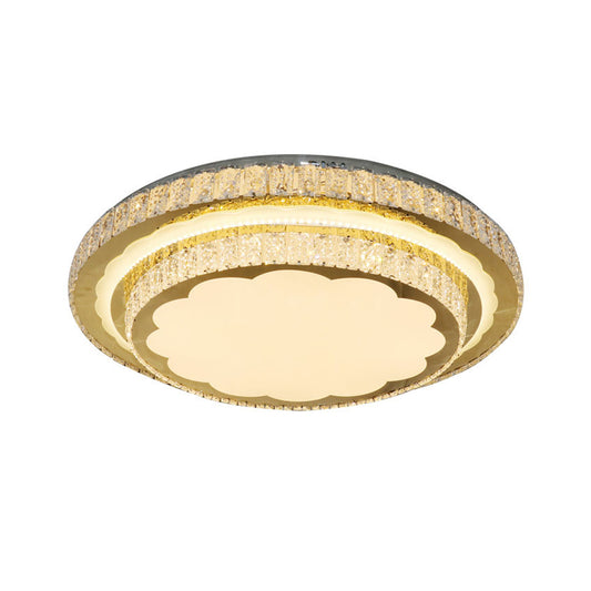 LED Flush Mount Lamp Modern Circular Clear Rectangular-Cut Crystals Ceiling Fixture in Stainless-Steel Clearhalo 'Ceiling Lights' 'Close To Ceiling Lights' 'Close to ceiling' 'Flush mount' Lighting' 1425923