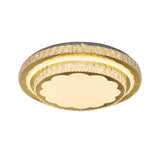 LED Flush Mount Lamp Modern Circular Clear Rectangular-Cut Crystals Ceiling Fixture in Stainless-Steel Clearhalo 'Ceiling Lights' 'Close To Ceiling Lights' 'Close to ceiling' 'Flush mount' Lighting' 1425923