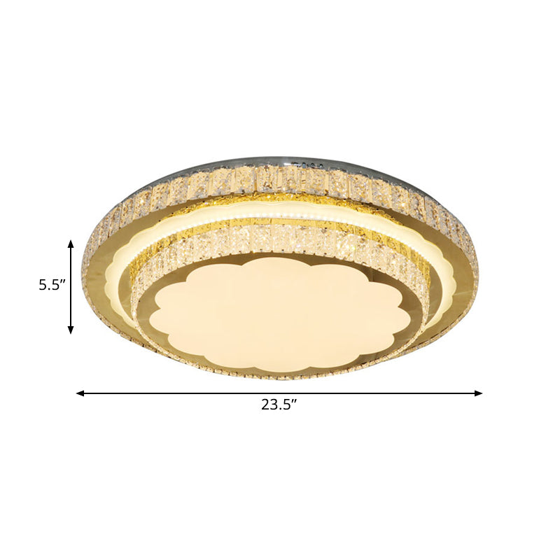 LED Flush Mount Lamp Modern Circular Clear Rectangular-Cut Crystals Ceiling Fixture in Stainless-Steel Clearhalo 'Ceiling Lights' 'Close To Ceiling Lights' 'Close to ceiling' 'Flush mount' Lighting' 1425924