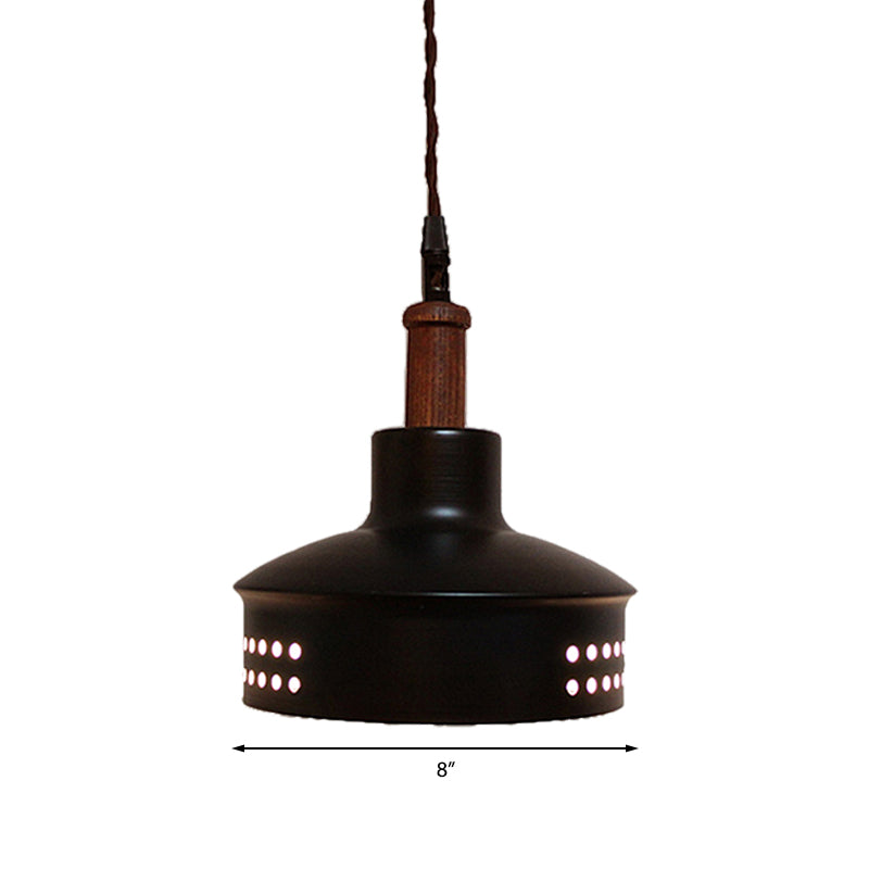 1 Bulb Hanging Ceiling Light with Barn Shade Metallic Modernist Stairway Pendant Lighting in Black Clearhalo 'Ceiling Lights' 'Modern Pendants' 'Modern' 'Pendant Lights' 'Pendants' Lighting' 142596