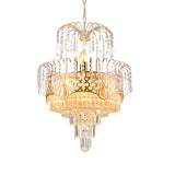 Mid-Century Curved Arm Hanging Chandelier 3 Heads Clear Crystal Draping Pendant Light Kit Clearhalo 'Ceiling Lights' 'Chandeliers' Lighting' options 1426002