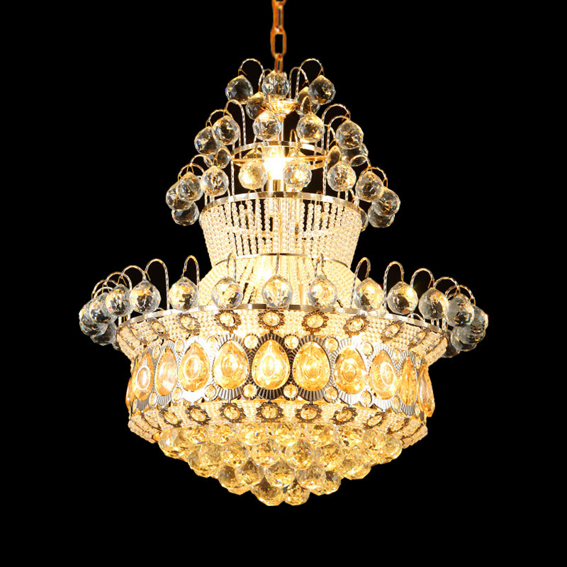 Creel Clear Crystal Stands and Balls Pendant Mid-Century 10 Bulbs Dinning Room Chandelier Lamp Clearhalo 'Ceiling Lights' 'Chandeliers' Lighting' options 1426007