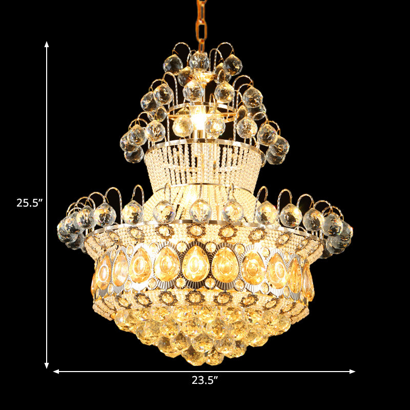 Creel Clear Crystal Stands and Balls Pendant Mid-Century 10 Bulbs Dinning Room Chandelier Lamp Clearhalo 'Ceiling Lights' 'Chandeliers' Lighting' options 1426008