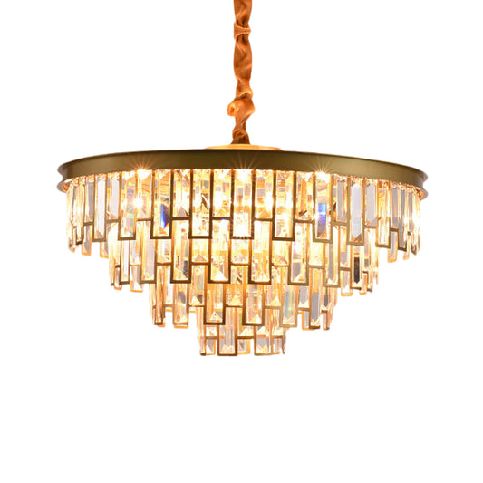 6 Heads Tapered Chandelier Modern Gold/Black Clear Rectangular-Cut Crystals Embedded Hanging Lighting Clearhalo 'Ceiling Lights' 'Chandeliers' 'Modern Chandeliers' 'Modern' Lighting' 1426022