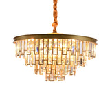 6 Heads Tapered Chandelier Modern Gold/Black Clear Rectangular-Cut Crystals Embedded Hanging Lighting Clearhalo 'Ceiling Lights' 'Chandeliers' 'Modern Chandeliers' 'Modern' Lighting' 1426022