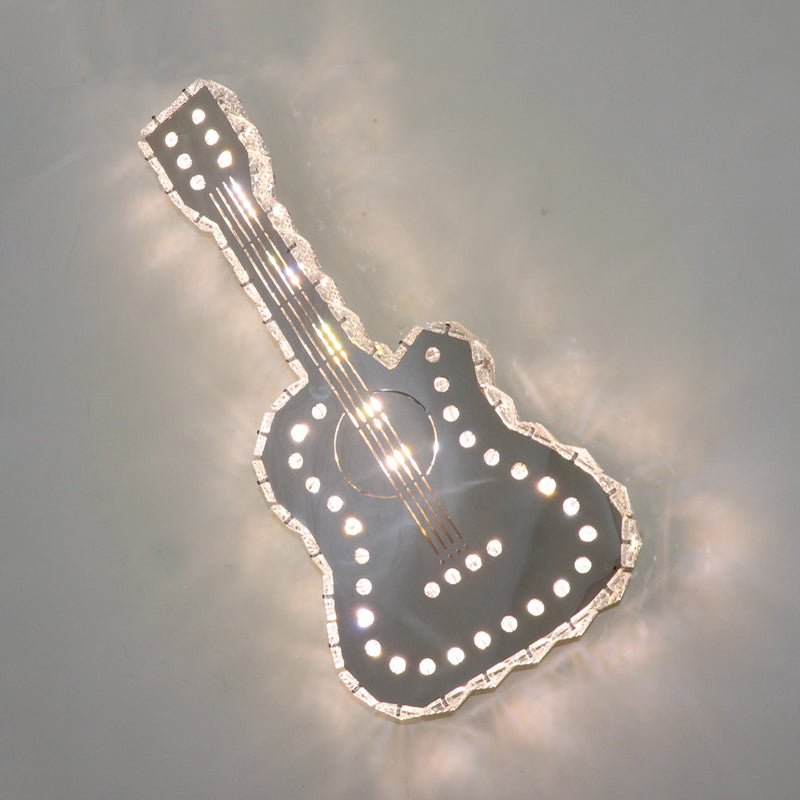 Guitar Bedchamber Wall Lamp Modern Clear K9 Crystal Blocks LED Gray Surface Wall Sconce Clearhalo 'Modern wall lights' 'Modern' 'Wall Lamps & Sconces' 'Wall Lights' Lighting' 1426106