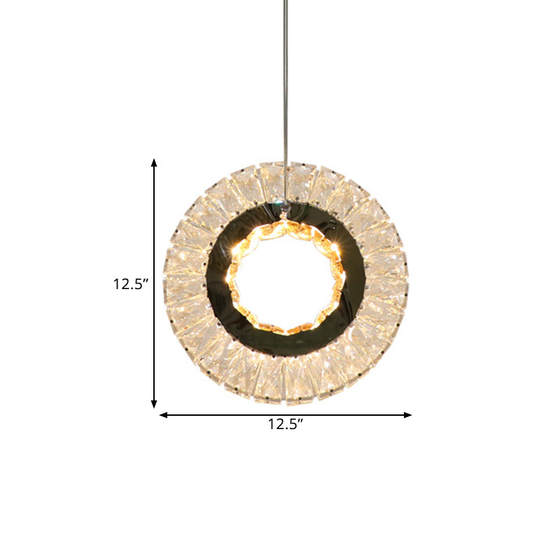 Clear Crystal Blocks Ring Swag Pendant Light Contemporary LED Bedchamber Suspension Lamp Clearhalo 'Ceiling Lights' 'Modern Pendants' 'Modern' 'Pendant Lights' 'Pendants' Lighting' 1426115