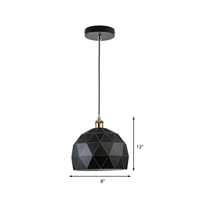 1 Light Domed Suspension Light with Folded Design Modern Style Black/White Metal Hanging Lamp over Table Clearhalo 'Ceiling Lights' 'Modern Pendants' 'Modern' 'Pendant Lights' 'Pendants' Lighting' 142624