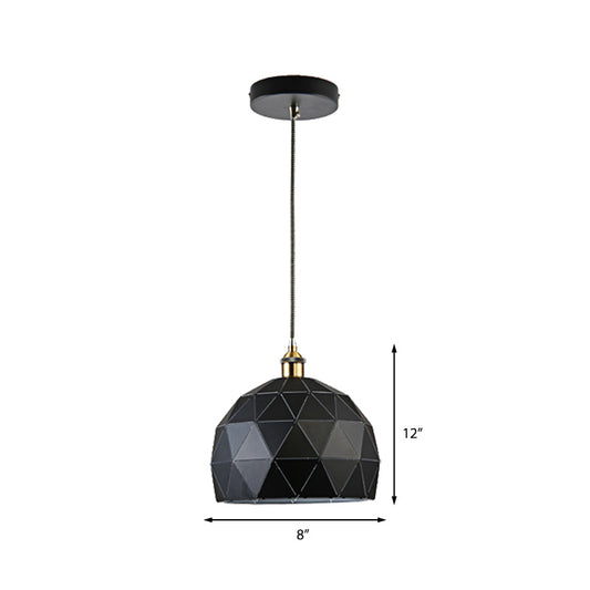 1 Light Domed Suspension Light with Folded Design Modern Style Black/White Metal Hanging Lamp over Table Clearhalo 'Ceiling Lights' 'Modern Pendants' 'Modern' 'Pendant Lights' 'Pendants' Lighting' 142624