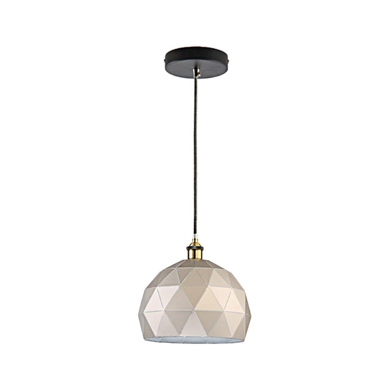 1 Light Domed Suspension Light with Folded Design Modern Style Black/White Metal Hanging Lamp over Table Clearhalo 'Ceiling Lights' 'Modern Pendants' 'Modern' 'Pendant Lights' 'Pendants' Lighting' 142627