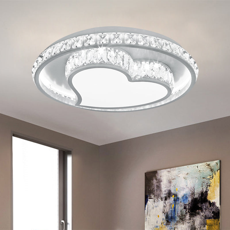 Butterfly/Loving Heart Flush Mount Contemporary Clear Crystal Blocks LED White Ceiling Mounted Fixture White Loving Heart Clearhalo 'Ceiling Lights' 'Close To Ceiling Lights' 'Close to ceiling' 'Flush mount' Lighting' 1426315