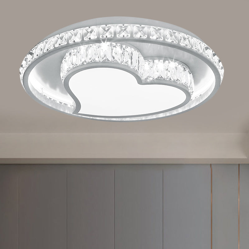 Butterfly/Loving Heart Flush Mount Contemporary Clear Crystal Blocks LED White Ceiling Mounted Fixture Clearhalo 'Ceiling Lights' 'Close To Ceiling Lights' 'Close to ceiling' 'Flush mount' Lighting' 1426317