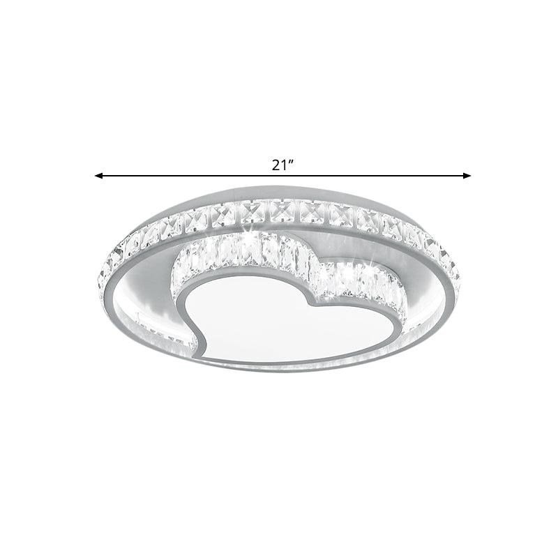 Butterfly/Loving Heart Flush Mount Contemporary Clear Crystal Blocks LED White Ceiling Mounted Fixture Clearhalo 'Ceiling Lights' 'Close To Ceiling Lights' 'Close to ceiling' 'Flush mount' Lighting' 1426319