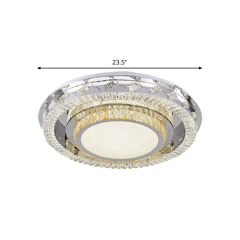 Clear Crystal Blocks LED Flush Mount Contemporary Stainless-Steel Square/Circular Parlor Ceiling Light Fixture Clearhalo 'Ceiling Lights' 'Close To Ceiling Lights' 'Close to ceiling' 'Flush mount' Lighting' 1426384