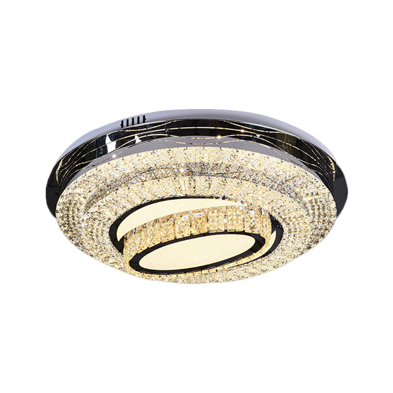 Circular Clear Crystal Blocks Flush Light Modern Great Room LED Ceiling Mount in Stainless-Steel Clearhalo 'Ceiling Lights' 'Close To Ceiling Lights' 'Close to ceiling' 'Flush mount' Lighting' 1426411