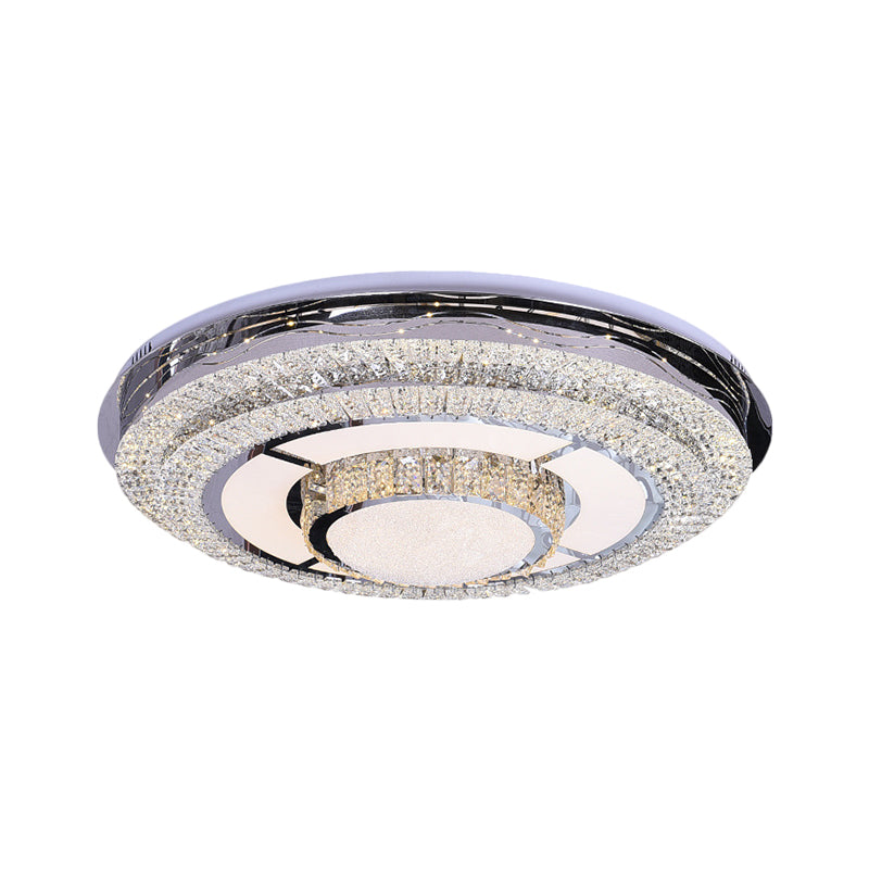 Contemporary Round Ceiling Lamp Clear Rectangular-Cut Crystals LED Flush Mount Light in Stainless-Steel Clearhalo 'Ceiling Lights' 'Close To Ceiling Lights' 'Close to ceiling' 'Flush mount' Lighting' 1426415