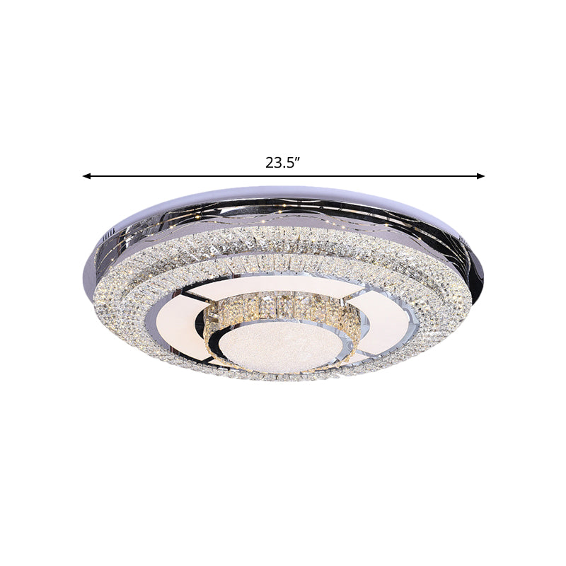 Contemporary Round Ceiling Lamp Clear Rectangular-Cut Crystals LED Flush Mount Light in Stainless-Steel Clearhalo 'Ceiling Lights' 'Close To Ceiling Lights' 'Close to ceiling' 'Flush mount' Lighting' 1426416