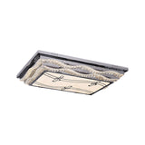 Rectangle Clear Crystals Ceiling Light Contemporary LED Bedchamber Flushmount in Stainless-Steel with Note Pattern Clearhalo 'Ceiling Lights' 'Close To Ceiling Lights' 'Close to ceiling' 'Flush mount' Lighting' 1426426