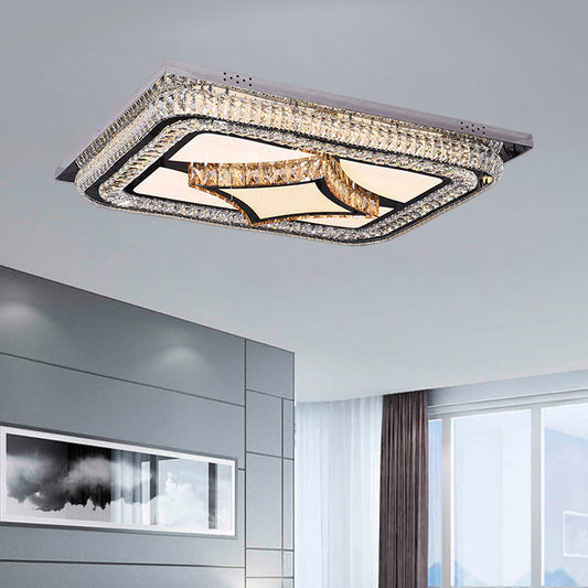 LED Rectangular Flushmount Lighting Modern Stainless-Steel Clear Cut Crystal Blocks Ceiling Fixture Stainless-Steel Clearhalo 'Ceiling Lights' 'Close To Ceiling Lights' 'Close to ceiling' 'Flush mount' Lighting' 1426428