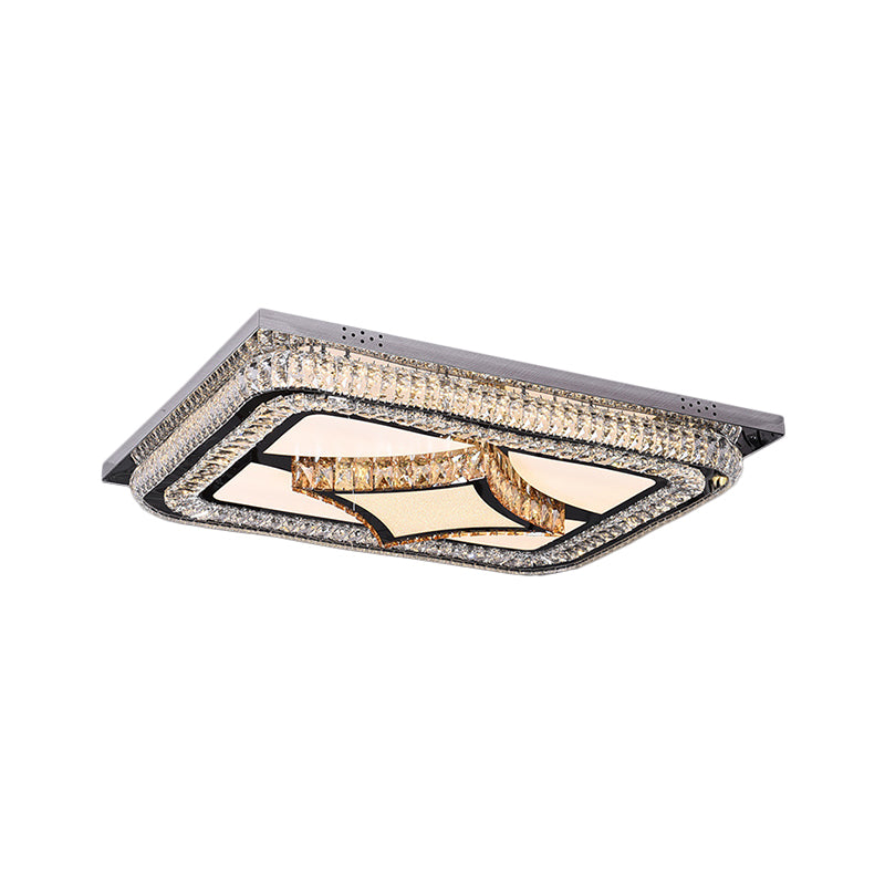 LED Rectangular Flushmount Lighting Modern Stainless-Steel Clear Cut Crystal Blocks Ceiling Fixture Clearhalo 'Ceiling Lights' 'Close To Ceiling Lights' 'Close to ceiling' 'Flush mount' Lighting' 1426430