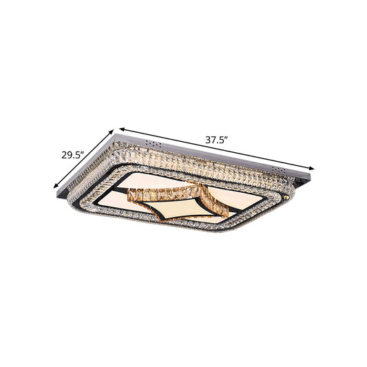 LED Rectangular Flushmount Lighting Modern Stainless-Steel Clear Cut Crystal Blocks Ceiling Fixture Clearhalo 'Ceiling Lights' 'Close To Ceiling Lights' 'Close to ceiling' 'Flush mount' Lighting' 1426431